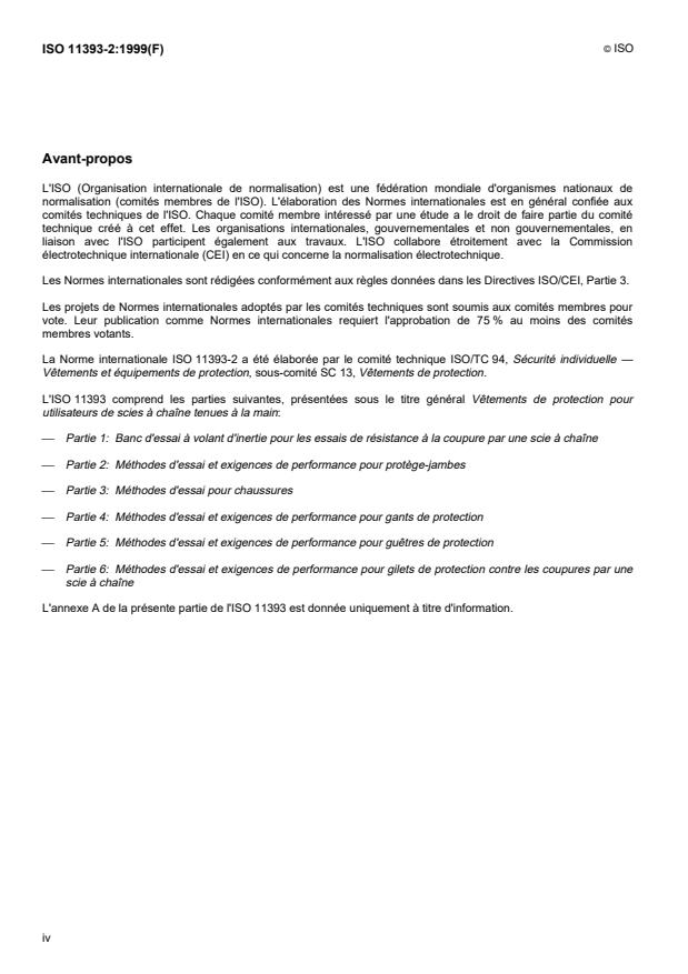ISO 11393-2:1999 ISO 11393-2:1999 - Vetements de protection pour utilisateurs de scies a chaîne tenues a la main - Page 4 preview