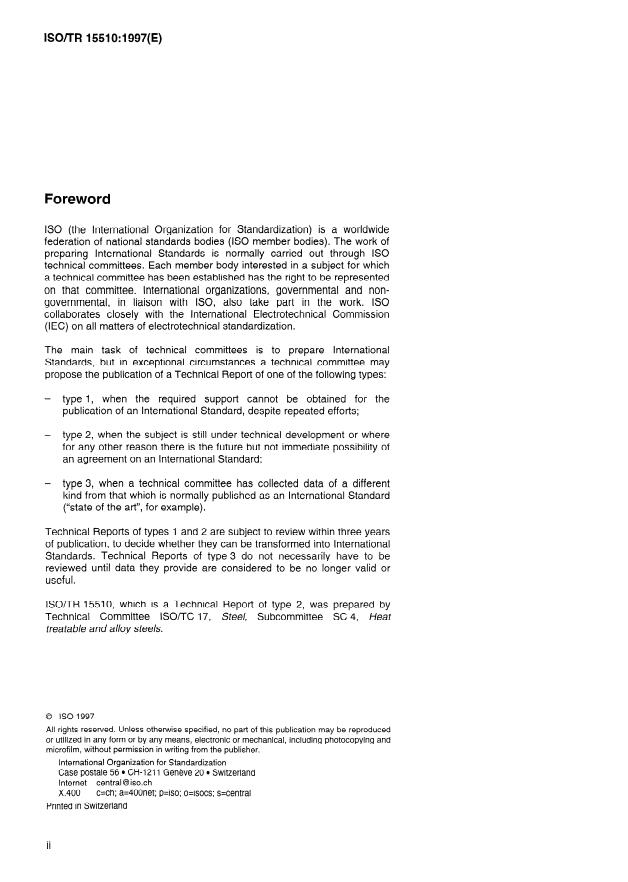 ISO/TR 15510:1997 ISO/TR 15510:1997 - Stainless steels -- Chemical composition - Page 2 preview