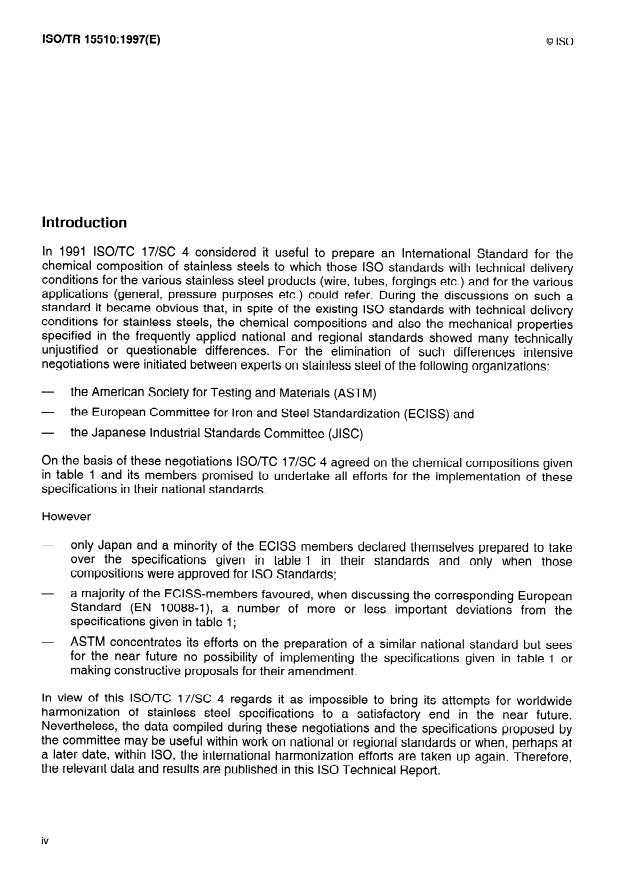 ISO/TR 15510:1997 ISO/TR 15510:1997 - Stainless steels -- Chemical composition - Page 4 preview