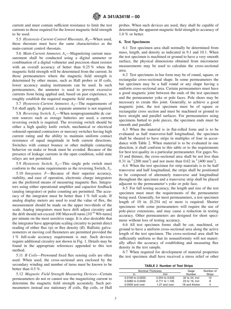 ASTM A341/A341M-00 - Standard Test Method for Direct Current Magnetic Properties of Materials Using D-C Permeameters and the Ballistic Test Methods