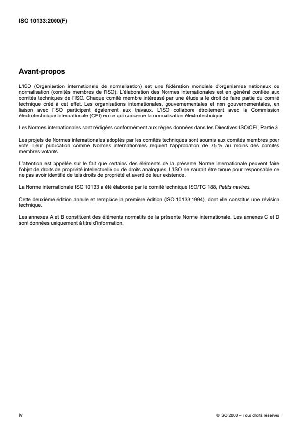 ISO 10133:2000 ISO 10133:2000 - Petits navires -- Systemes électriques -- Installations a tres basse tension a courant continu - Page 4 preview