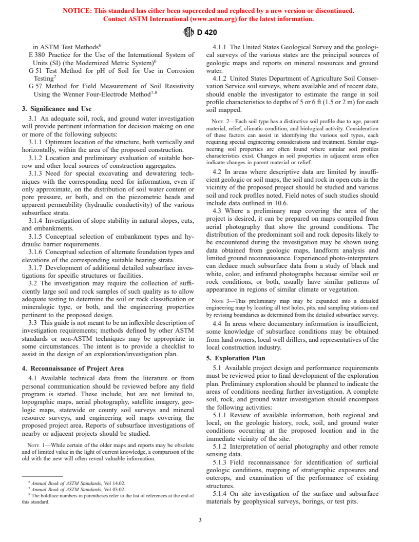 ASTM D420-98 - Guide to Site Characterization for Engineering, Design, and Construction Purposes