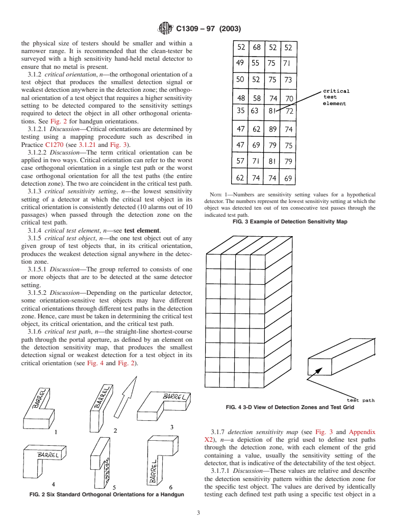 ASTM C1309-97(2003) - Standard Practice for Performance Evaluation of In-Plant Walk-Through Metal Detectors