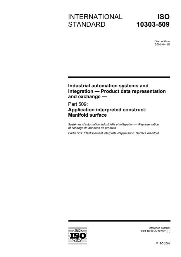 ISO 10303-509:2001 - Industrial automation systems and integration -- Product data representation and exchange
