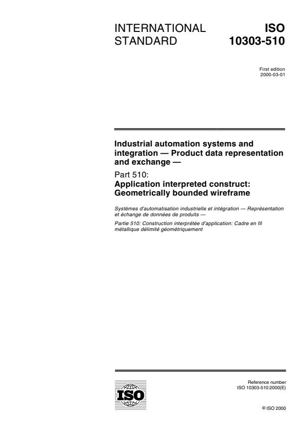 ISO 10303-510:2000 - Industrial automation systems and integration -- Product data representation and exchange