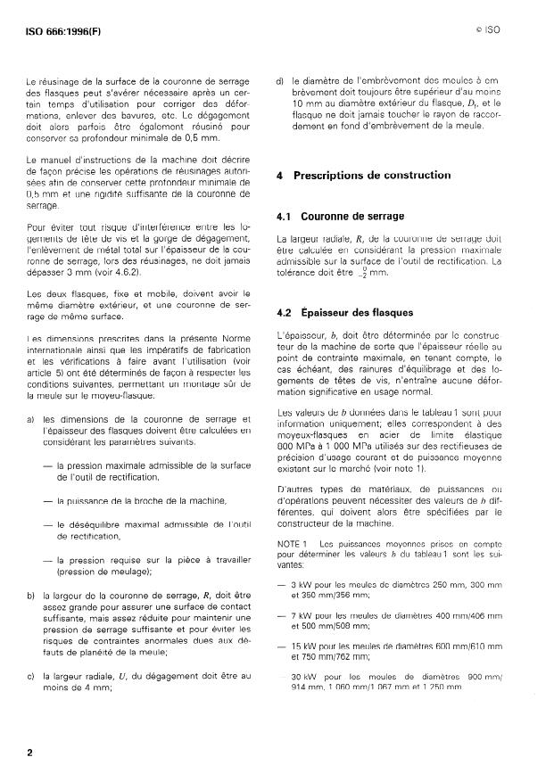 ISO 666:1996 ISO 666:1996 - Machines-outils -- Montage des meules plates par moyeux-flasques - Page 4 preview