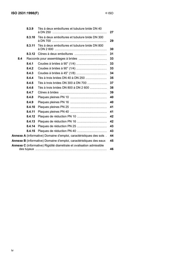 ISO 2531:1998 ISO 2531:1998 - Tuyaux, raccords et accessoires en fonte ductile et leurs assemblages pour l'eau ou le gaz - Page 4 preview