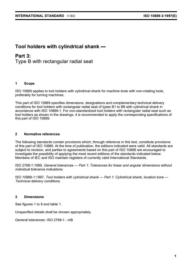 ISO 10889-3:1997 - Tool holders with cylindrical shank