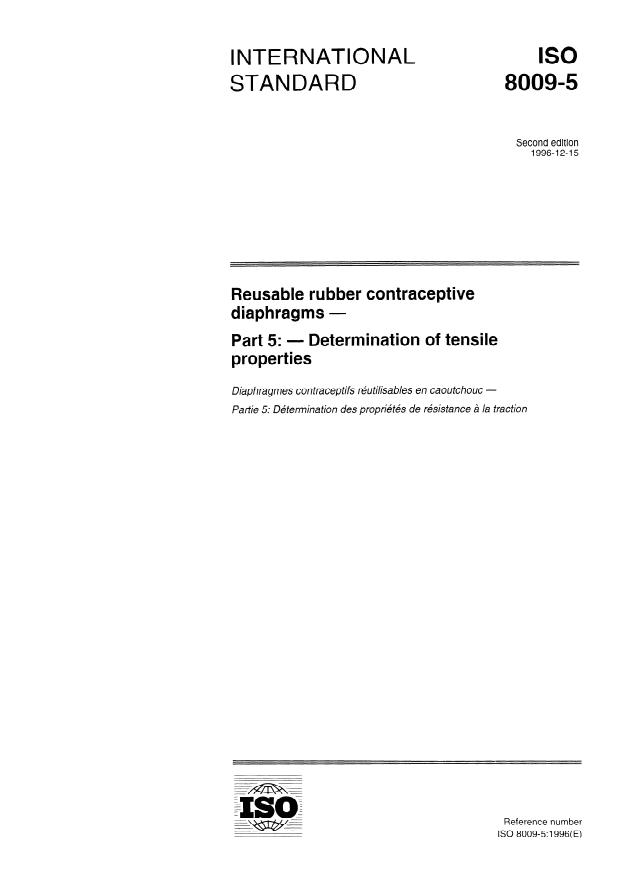 ISO 8009-5:1996 - Reusable rubber contraceptive diaphragms