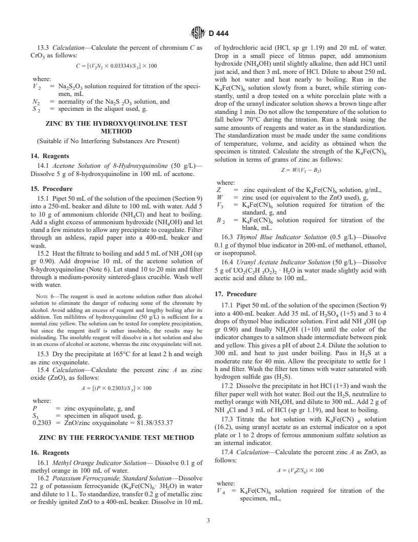 ASTM D444-88(1999) - Standard Test Methods for Chemical Analysis of Zinc Yellow Pigment (Zinc Chromate Yellow)