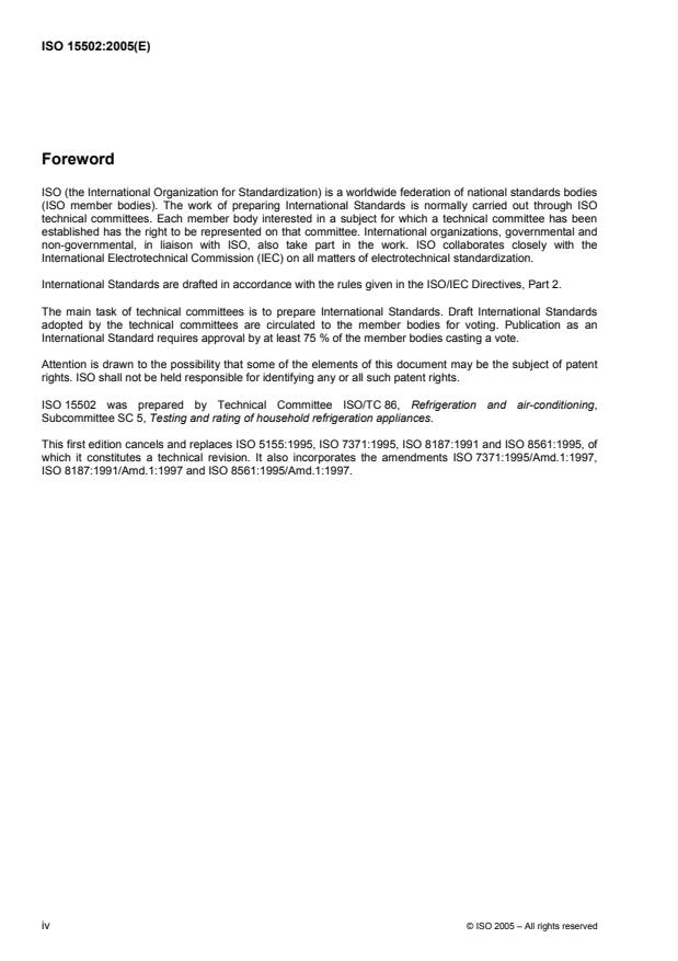ISO 15502:2005 ISO 15502:2005 - Household refrigerating appliances -- Characteristics and test methods - Page 4 preview