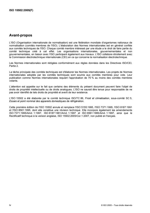 ISO 15502:2005 ISO 15502:2005 - Appareils de réfrigération a usage ménager -- Caractéristiques et méthodes d'essai - Page 4 preview