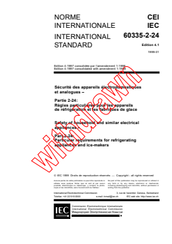 IEC 60335-2-24:1997 IEC 60335-2-24:1997+AMD1:1998 CSV - Safety of household and similar electrical appliances - Part 2-24: Particular requirements for refrigerating appliances and ice-makers
Released:1/29/1999
Isbn:2831846048 - Page 3 preview