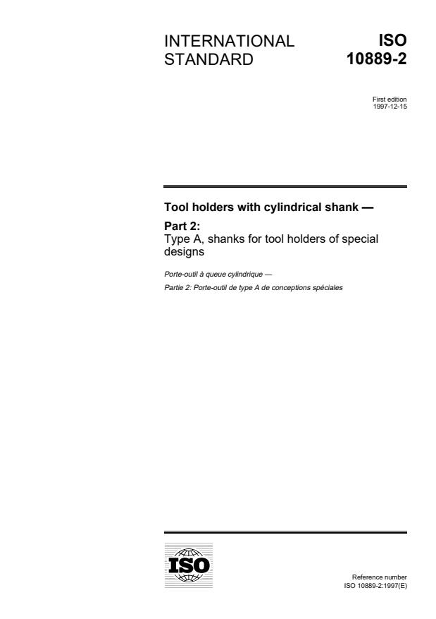 ISO 10889-2:1997 - Tool holders with cylindrical shank