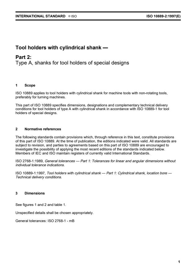 ISO 10889-2:1997 - Tool holders with cylindrical shank