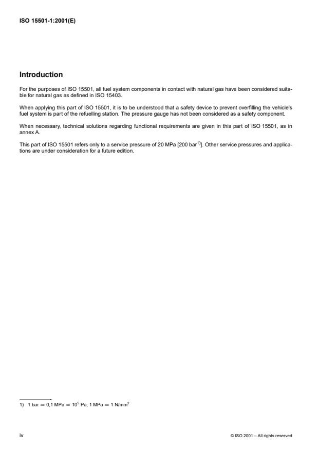 ISO 15501-1:2001 ISO 15501-1:2001 - Road vehicles -- Compressed natural gas (CNG) fuel systems - Page 4 preview