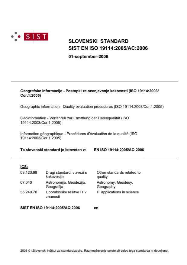 EN ISO 19114:2005/AC:2006
