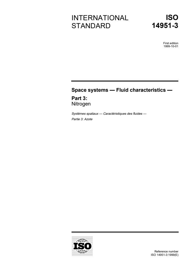 ISO 14951-3:1999 - Space systems -- Fluid characteristics