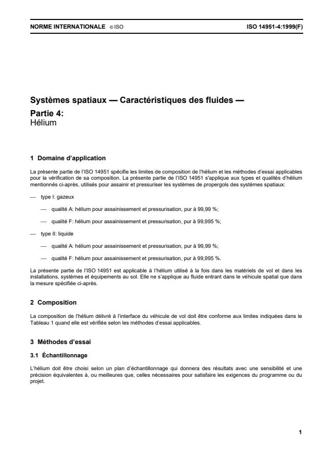 ISO 14951-4:1999 - Systemes spatiaux -- Caractéristiques des fluides