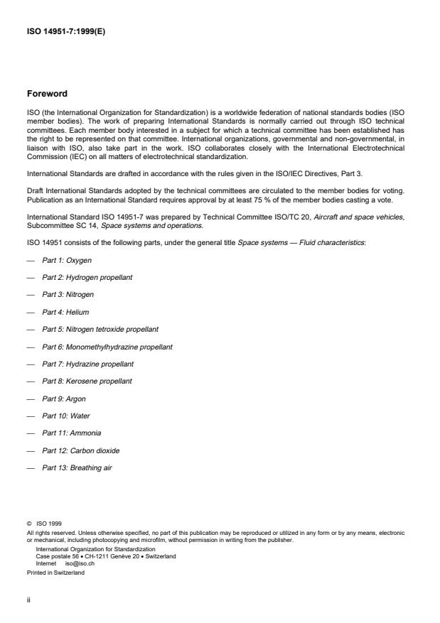ISO 14951-7:1999 ISO 14951-7:1999 - Space systems -- Fluid characteristics - Page 2 preview