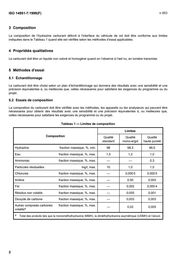 ISO 14951-7:1999 ISO 14951-7:1999 - Systemes spatiaux -- Caractéristiques des fluides - Page 4 preview