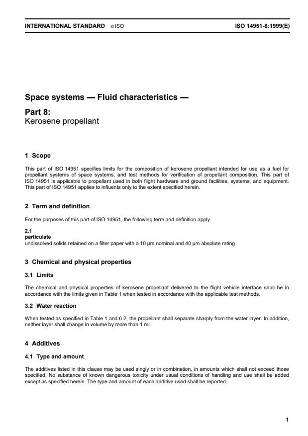 ISO 14951-8:1999 - Space systems -- Fluid characteristics