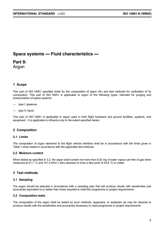 ISO 14951-9:1999 - Space systems -- Fluid characteristics