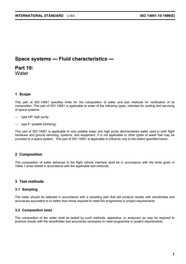 ISO 14951-10:1999 - Space systems -- Fluid characteristics