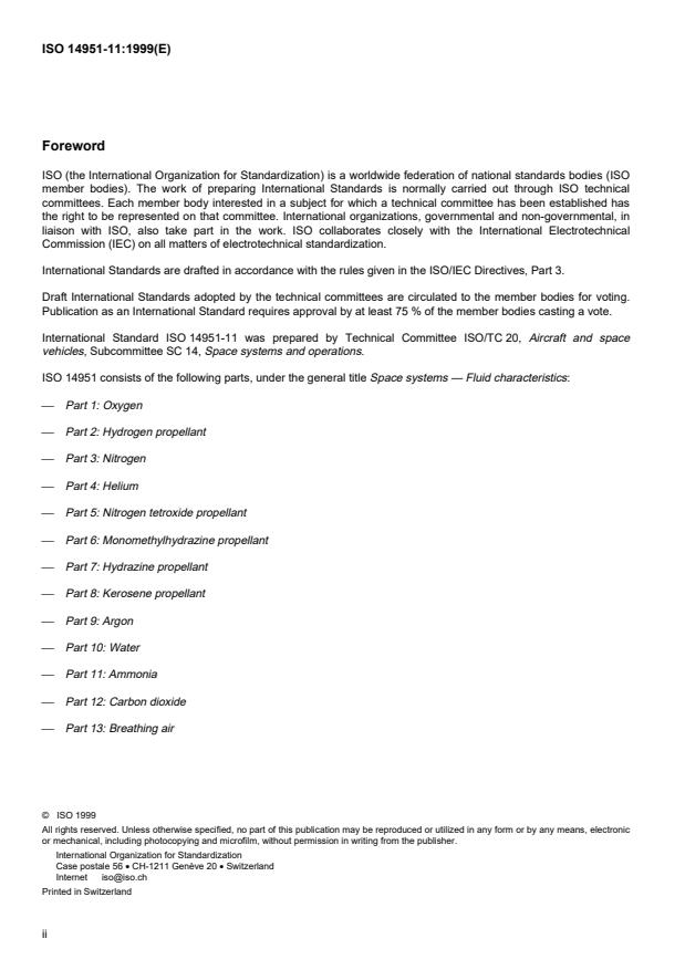 ISO 14951-11:1999 ISO 14951-11:1999 - Space systems -- Fluid characteristics - Page 2 preview