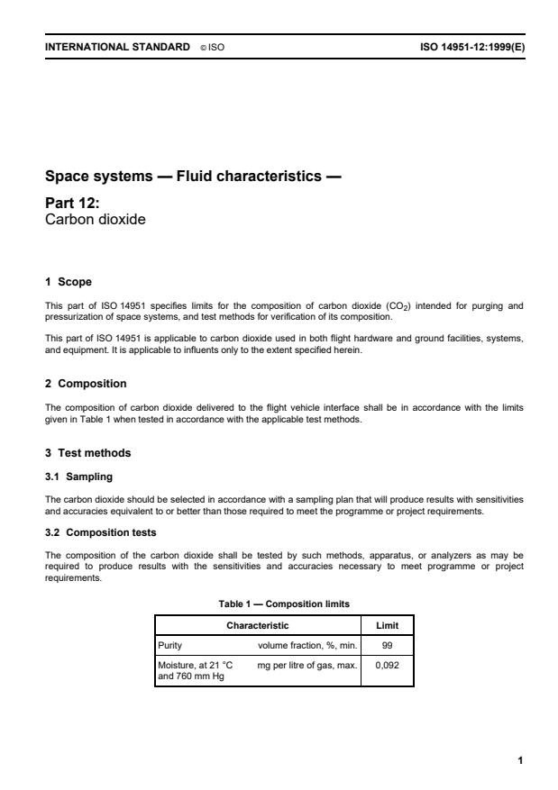 ISO 14951-12:1999 - Space systems -- Fluid characteristics