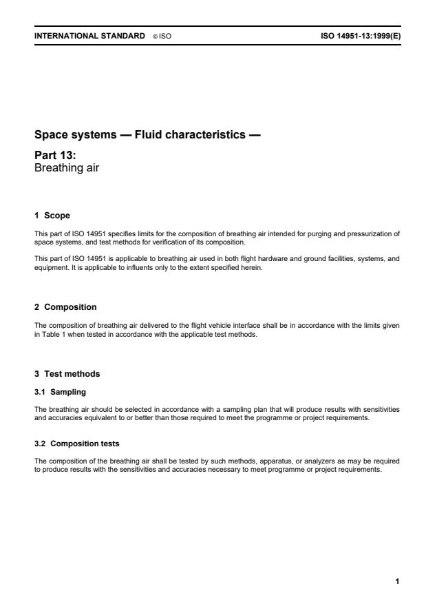ISO 14951-13:1999 - Space systems -- Fluid characteristics
