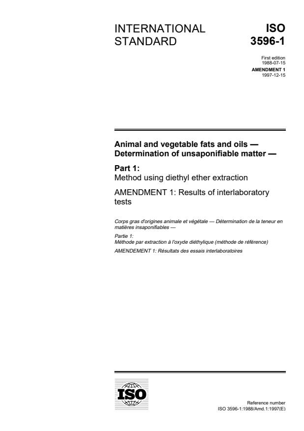 ISO 3596-1:1988/Amd 1:1997 - Results of interlaboratory tests