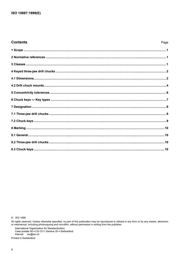 ISO 10887:1999 ISO 10887:1999 - Key type three-jaw drill chucks -- Specification - Page 2 preview