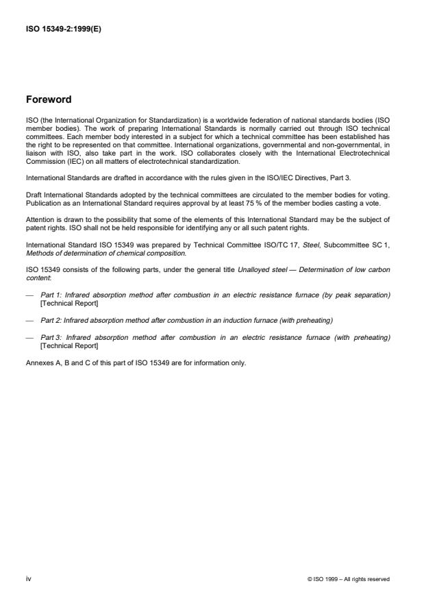 ISO 15349-2:1999 ISO 15349-2:1999 - Unalloyed steel -- Determination of low carbon content - Page 4 preview