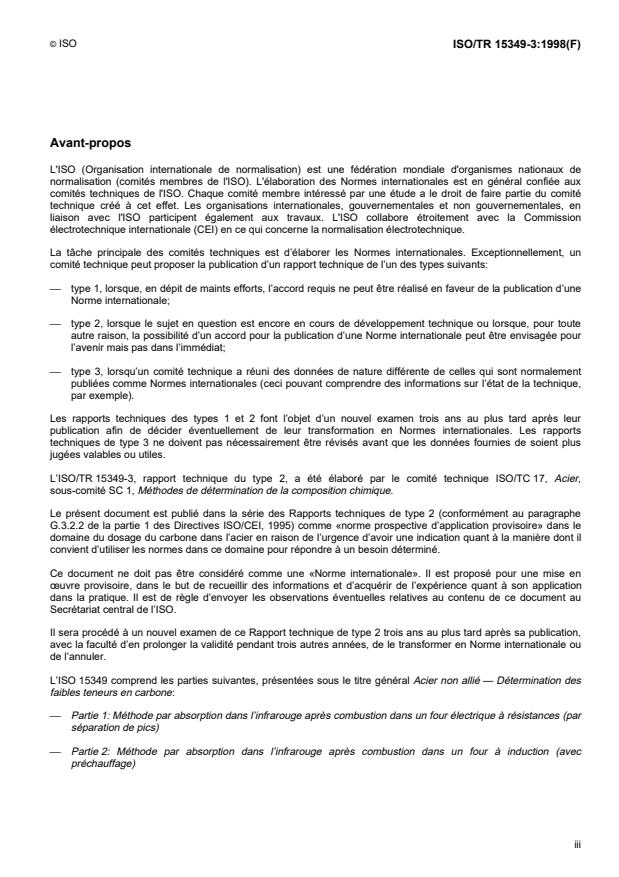 ISO/TR 15349-3:1998 - Acier non allié -- Détermination des faibles teneurs en carbone