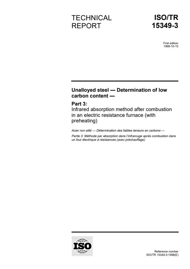 ISO/TR 15349-3:1998 - Unalloyed steel -- Determination of low carbon content
