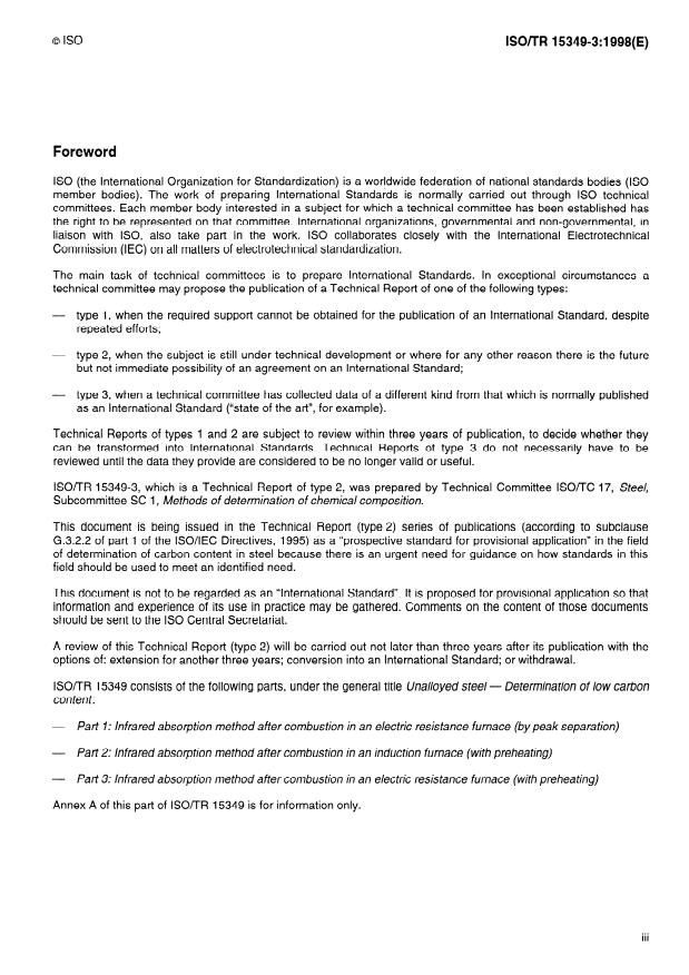ISO/TR 15349-3:1998 - Unalloyed steel -- Determination of low carbon content