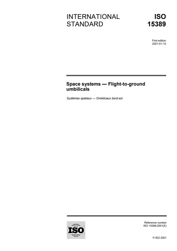 ISO 15389:2001 - Space systems -- Flight-to-ground umbilicals