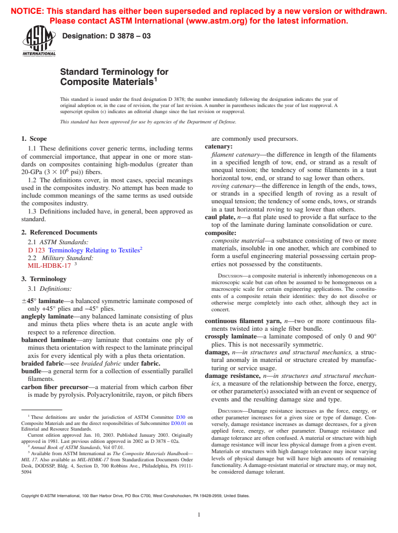 ASTM D3878-03 - Standard Terminology for Composite Materials