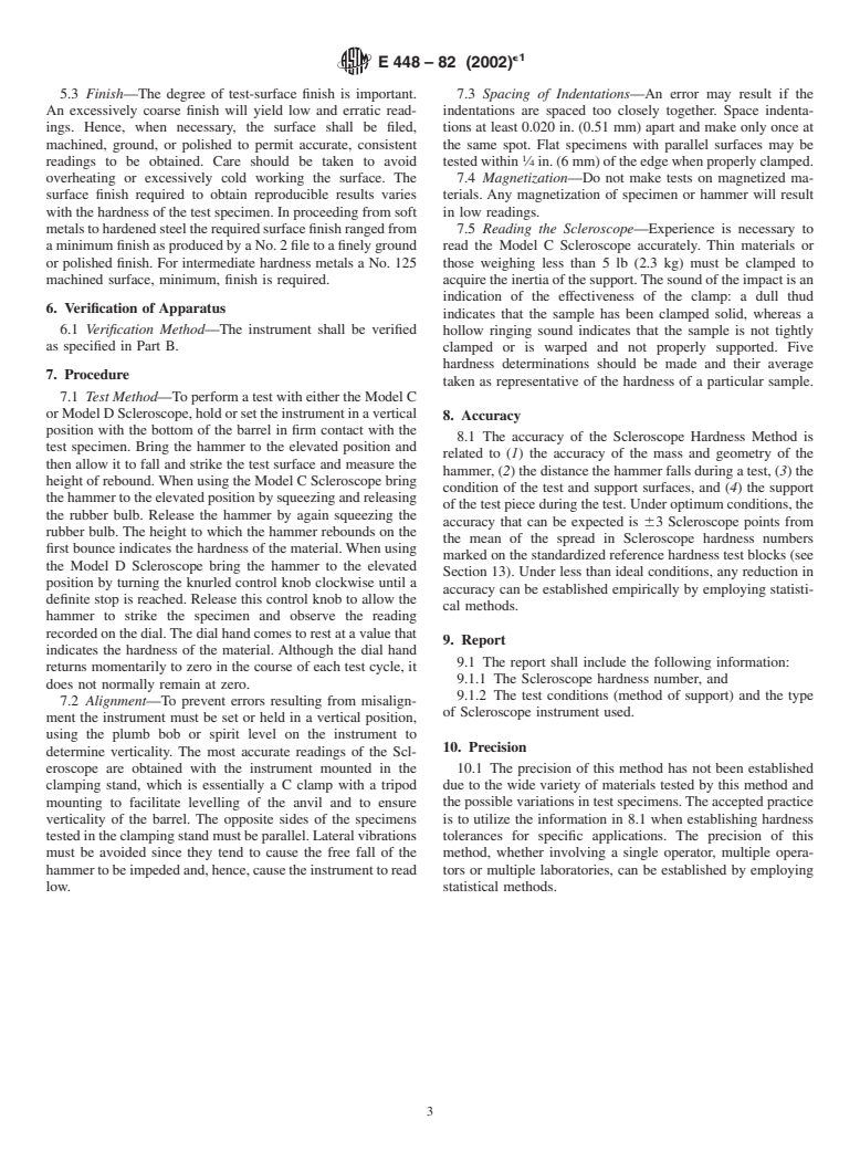 ASTM E448-82(2002)e1 - Standard Practice for Scleroscope Hardness Testing of Metallic Materials