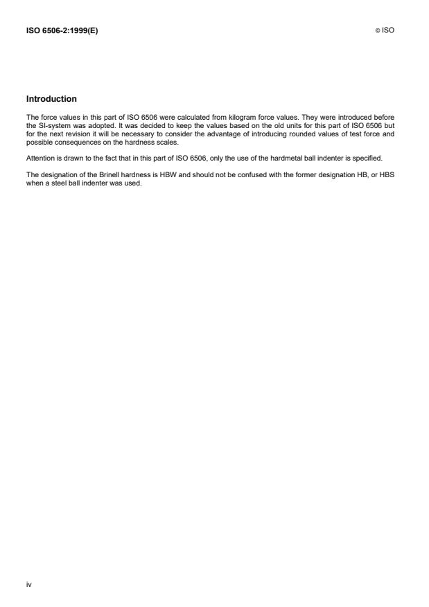 ISO 6506-2:1999 ISO 6506-2:1999 - Metallic materials -- Brinell hardness test - Page 4 preview
