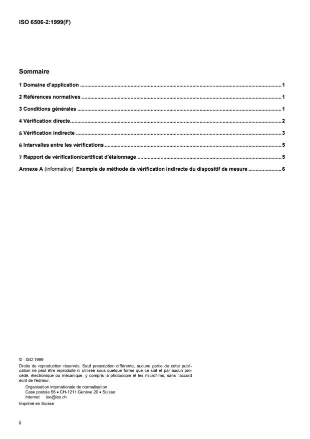ISO 6506-2:1999 ISO 6506-2:1999 - Matériaux métalliques -- Essai de dureté Brinell - Page 2 preview