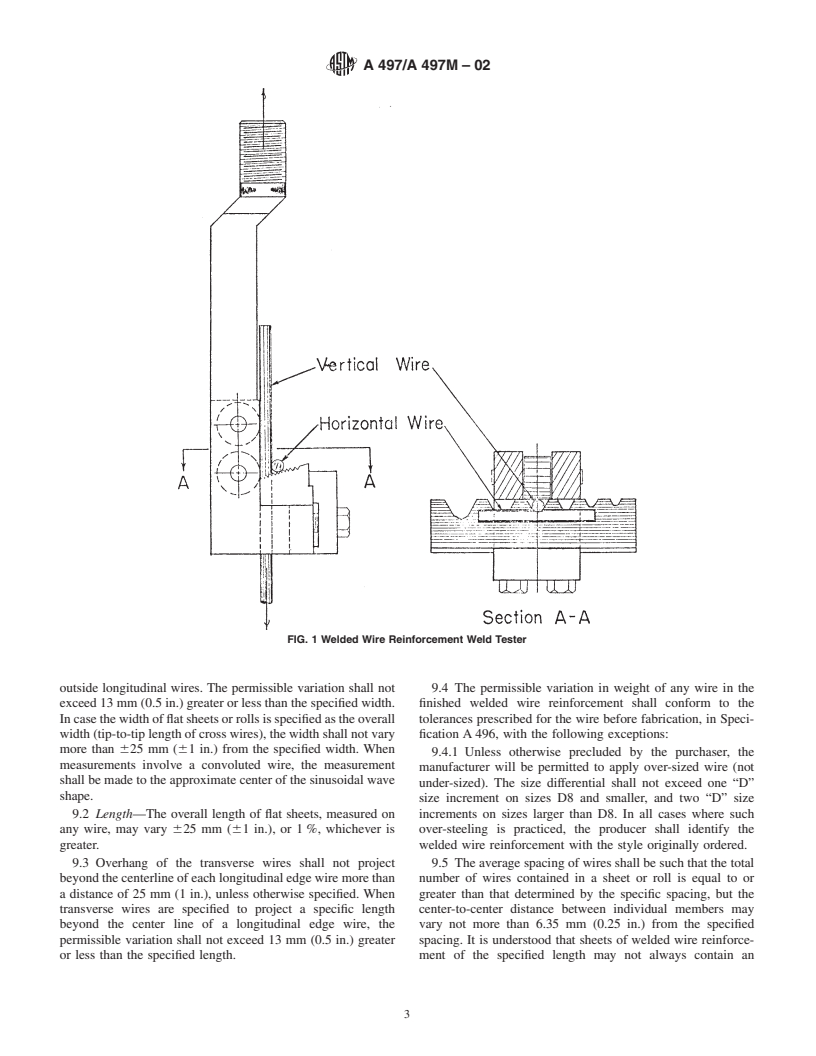 ASTM A497/A497M-02 - Standard Specification for Steel Welded Wire Reinforcement, Deformed, for Concrete