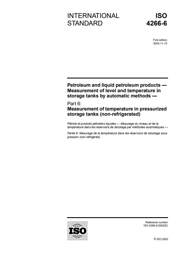 ISO 4266-6:2002 - Petroleum and liquid petroleum products -- Measurement of level and temperature in storage tanks by automatic methods