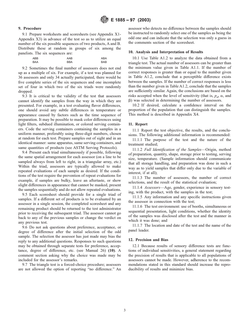 ASTM E1885-97(2003) - Standard Test Method for Sensory Analysis&#8212;Triangle Test