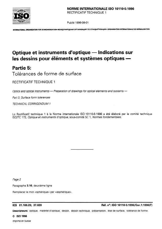ISO 10110-5:1996/Cor 1:1996