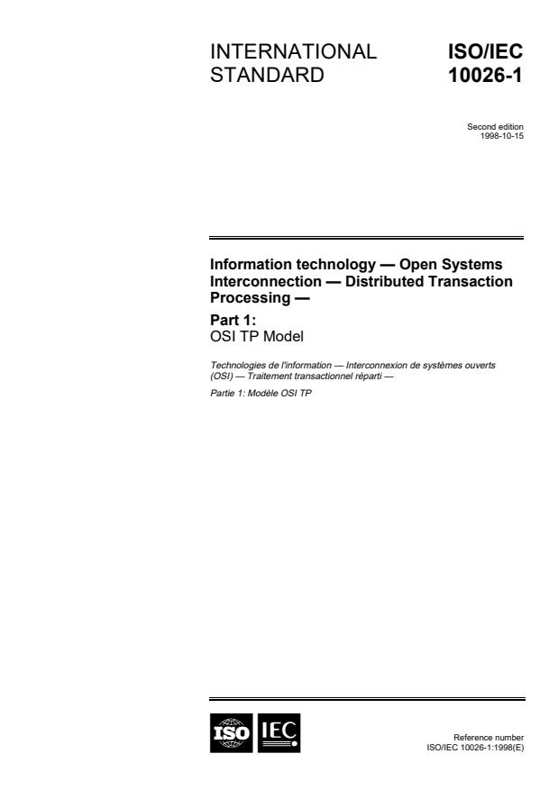 ISO/IEC 10026-1:1998 - Information technology -- Open Systems Interconnection -- Distributed Transaction Processing