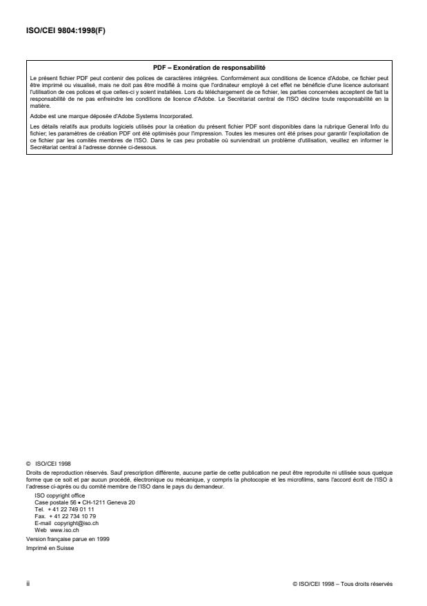 ISO/IEC 9804:1998 ISO/IEC 9804:1998 - Technologies de l'information -- Interconnexion de systemes ouverts (OSI) -- Définition du service de l'élément de service d'engagement, de concomitance et de rétablissement - Page 2 preview
