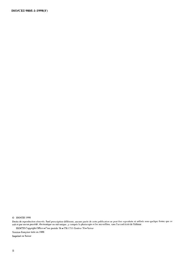 ISO/IEC 9805-1:1998 ISO/IEC 9805-1:1998 - Technologies de l'information -- Interconnexion de systemes ouverts (OSI) -- Protocole pour l'élément de service d'engagement, de concomitance et de rétablissement: Spécification du protocole - Page 2 preview