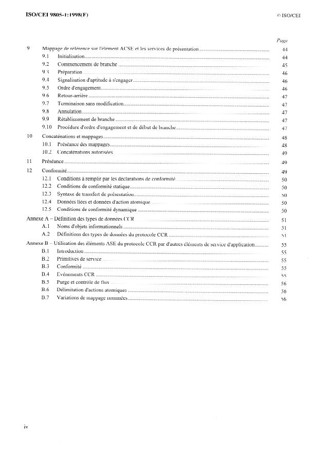 ISO/IEC 9805-1:1998 ISO/IEC 9805-1:1998 - Technologies de l'information -- Interconnexion de systemes ouverts (OSI) -- Protocole pour l'élément de service d'engagement, de concomitance et de rétablissement: Spécification du protocole - Page 4 preview